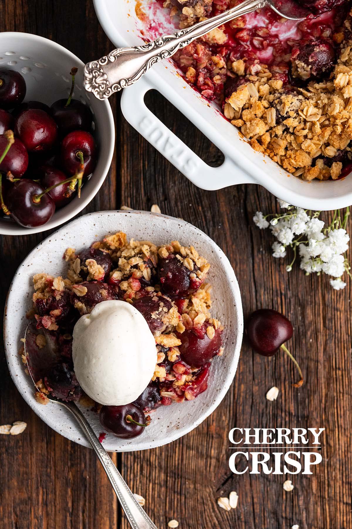 easy cherry crisp recipe pin