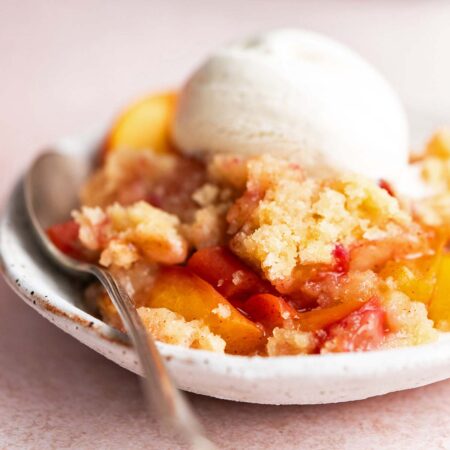 fresh peach dump cake recipe featured image