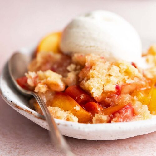 fresh peach dump cake recipe featured image