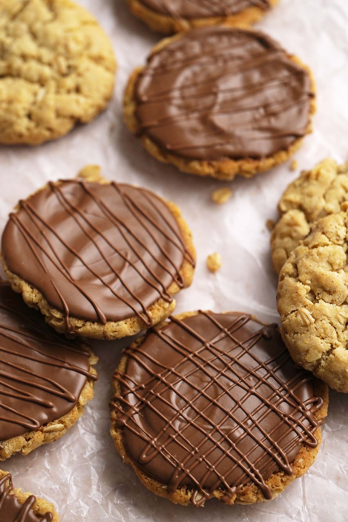 chocolate hobnobs on wax paper