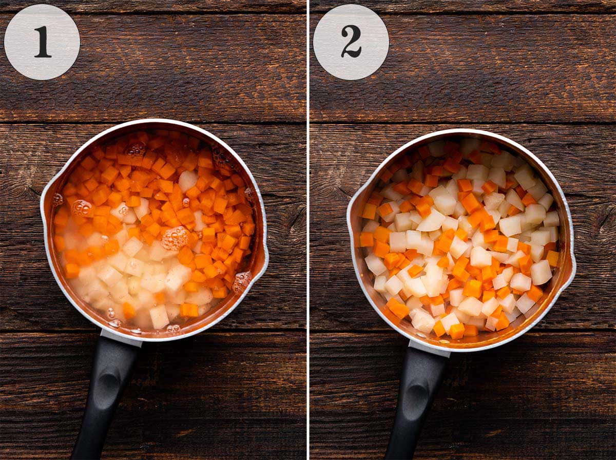 how to cook potatoes and carrots for Russian salad