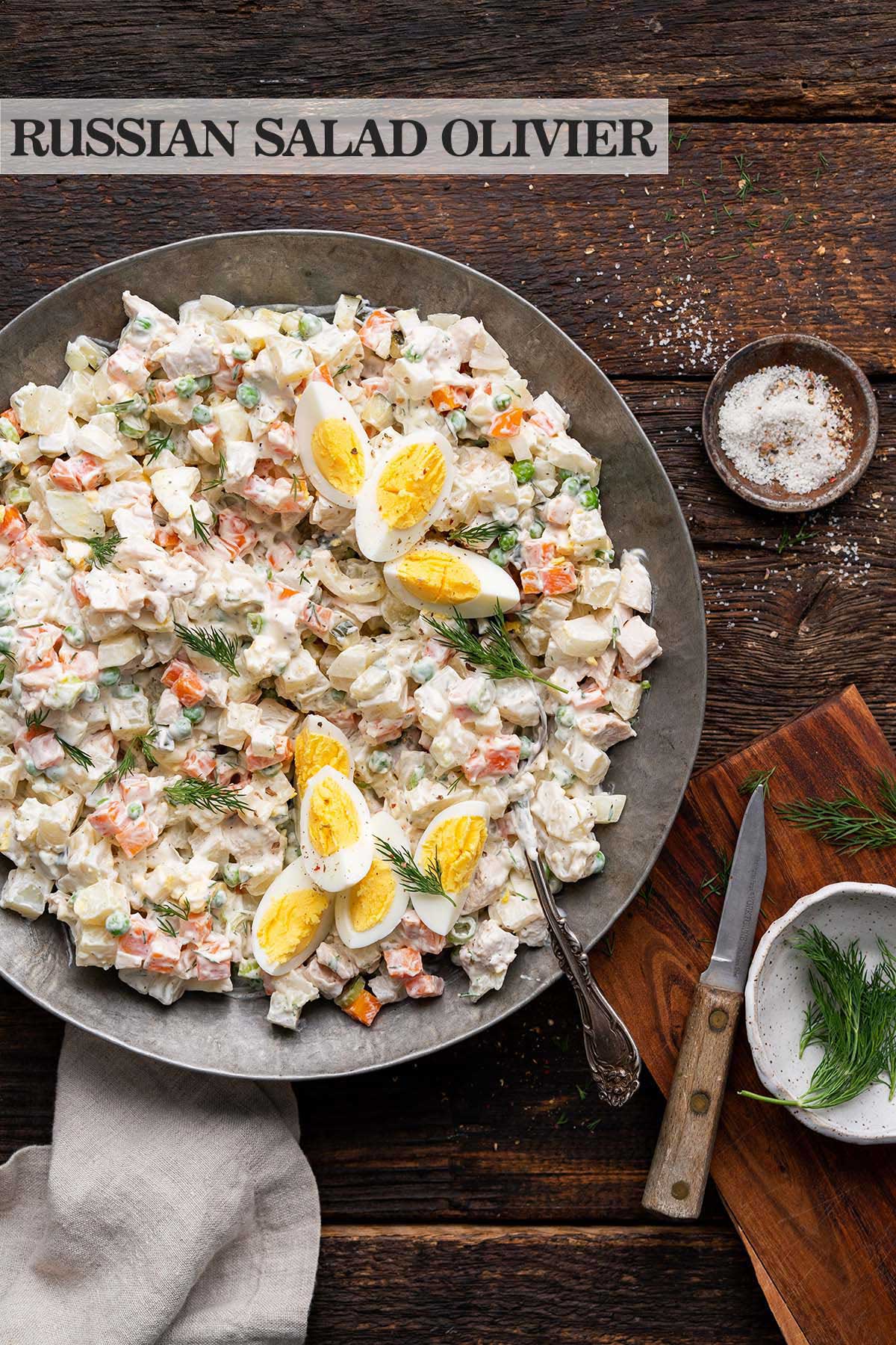 Russian potato salad Olivieh recipe pin