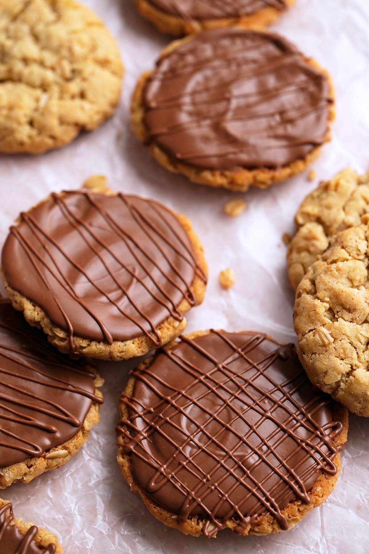 chocolate hobnobs on wax paper