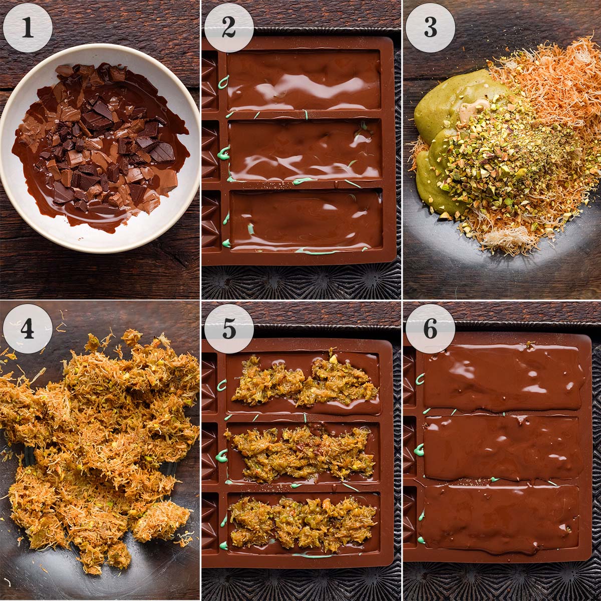 how to make viral dubai pistachio knafeh chocolate bars