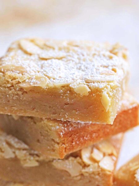 almond croissant blondies recipe featured image