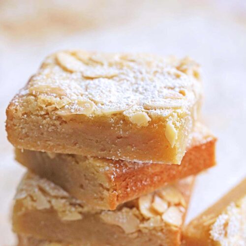 almond croissant blondies recipe featured image