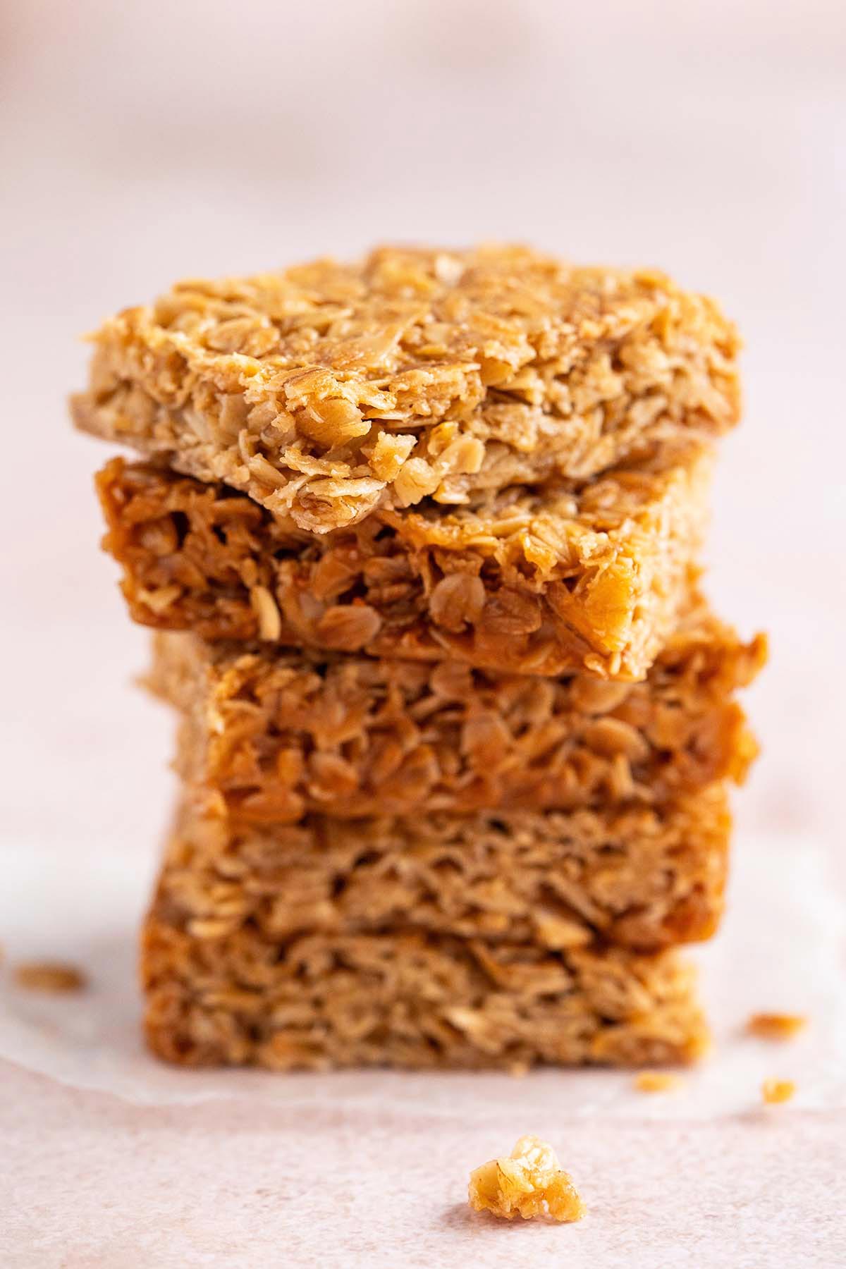 stack of golden syrup flapjacks