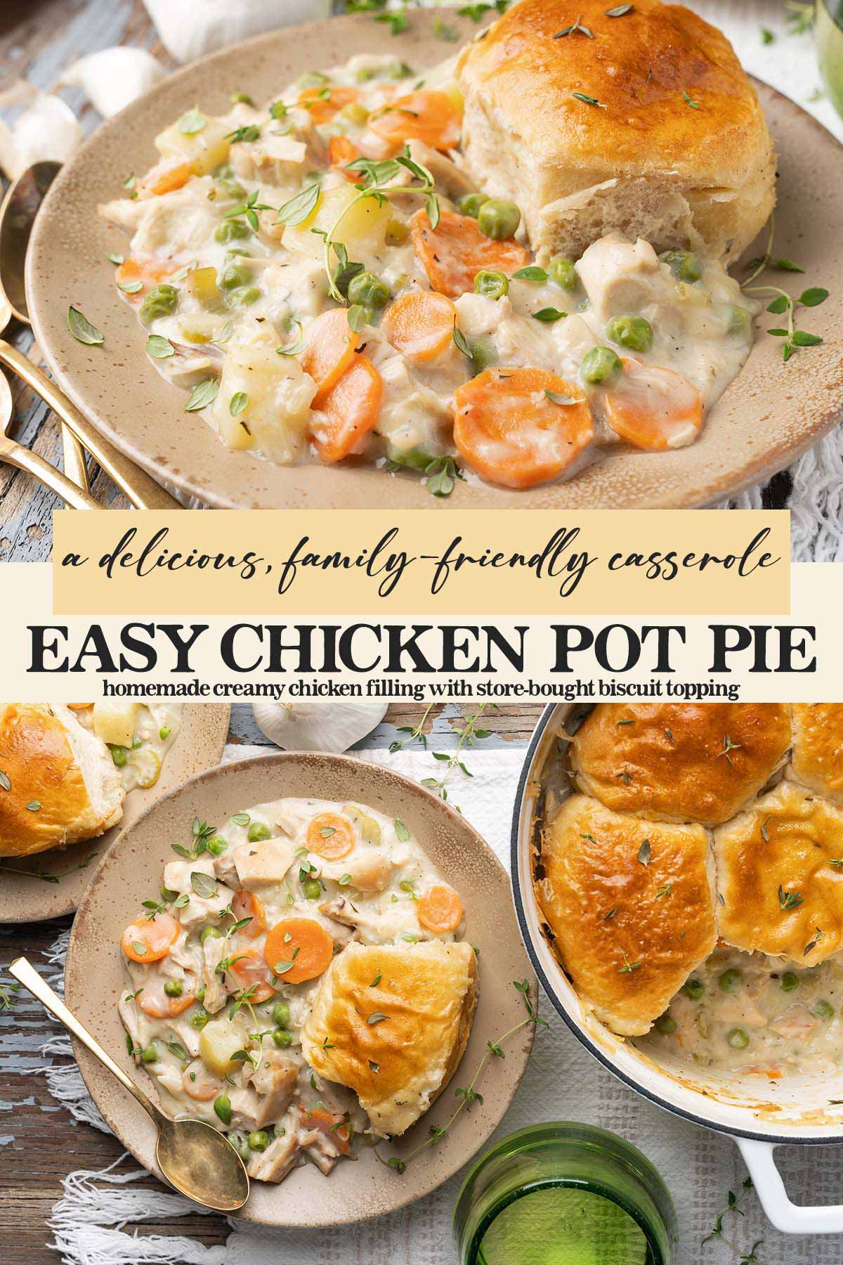easy homemade chicken pot pie casserole recipe pin