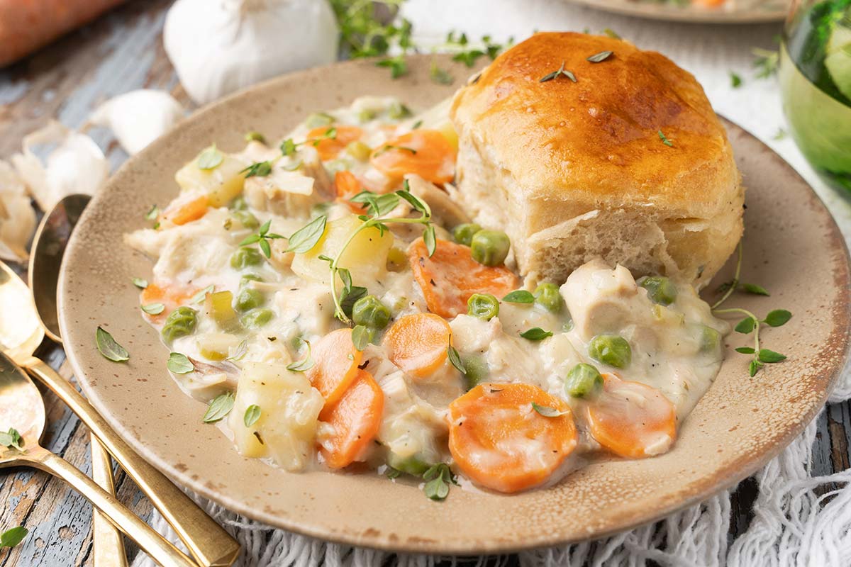 single serving of quick chicken pot pie