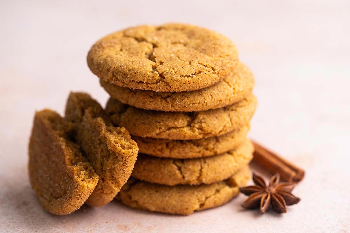 stack of pumpkin sugar cookies