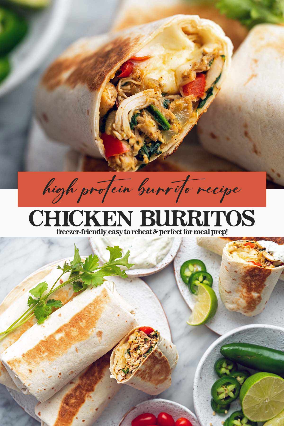 easy chicken meal prep burritos recipe pin