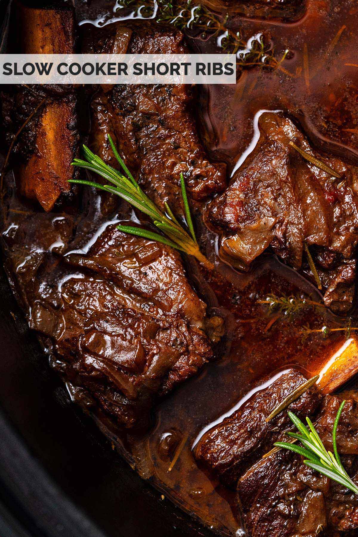 braised slow cooker short ribs recipe pin