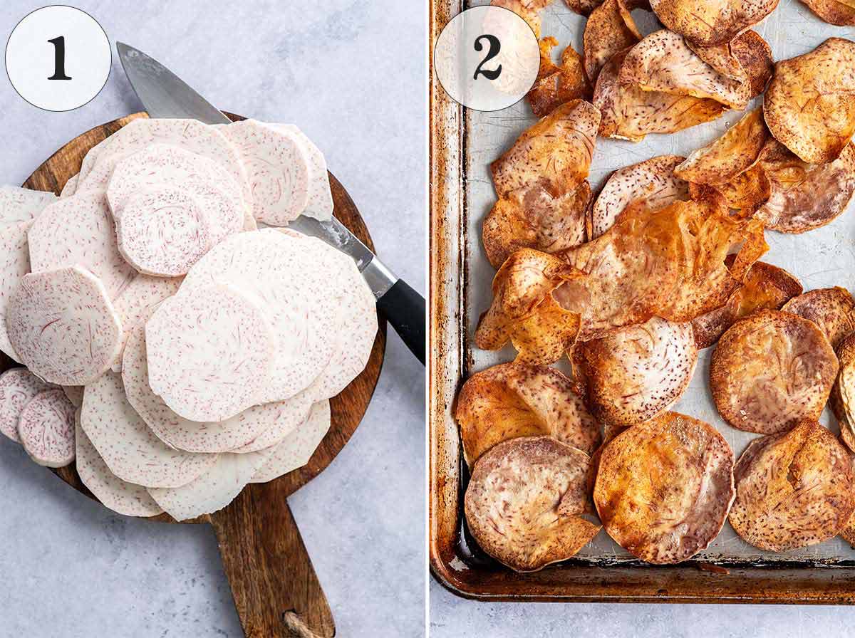 how to make baked taro chips
