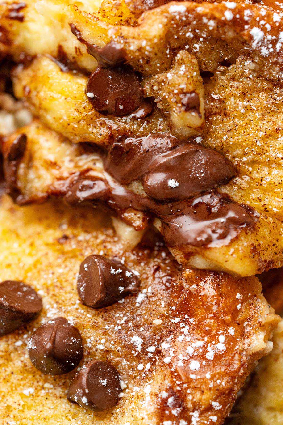 close up of chocolate bread and butter pudding