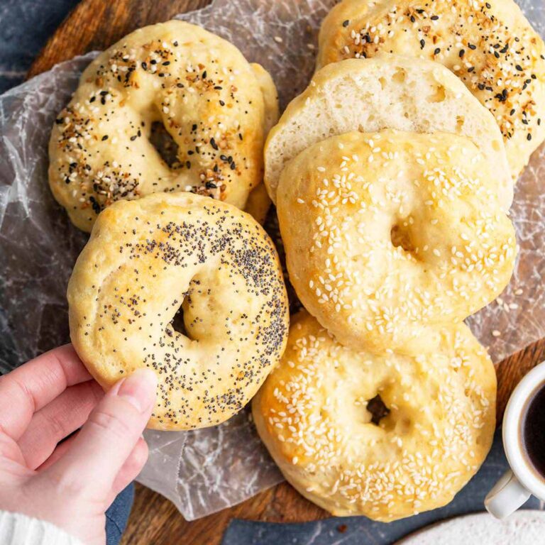 sourdough discard protein bagels with greek yogurt featured image