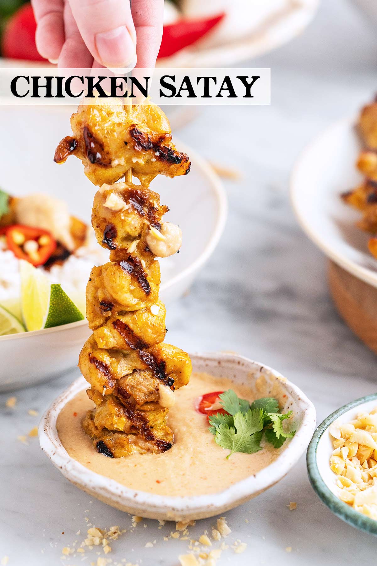 chicken satay with peanut sauce recipe pin