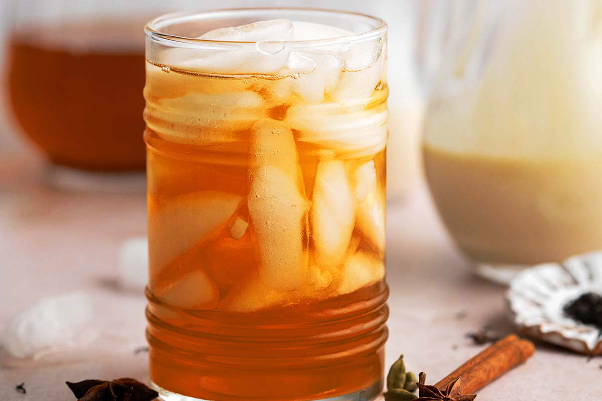 glass of homemade Thai tea with spices