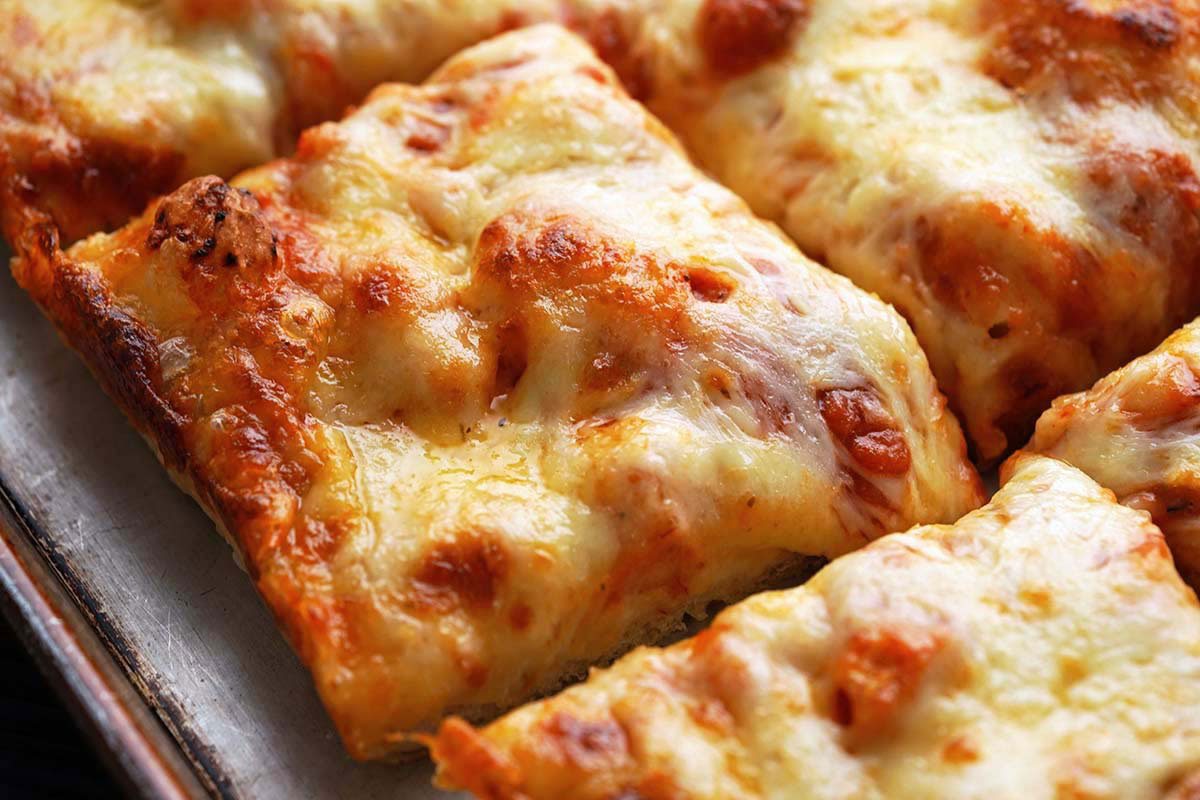 gooey motor city pizza with cheese