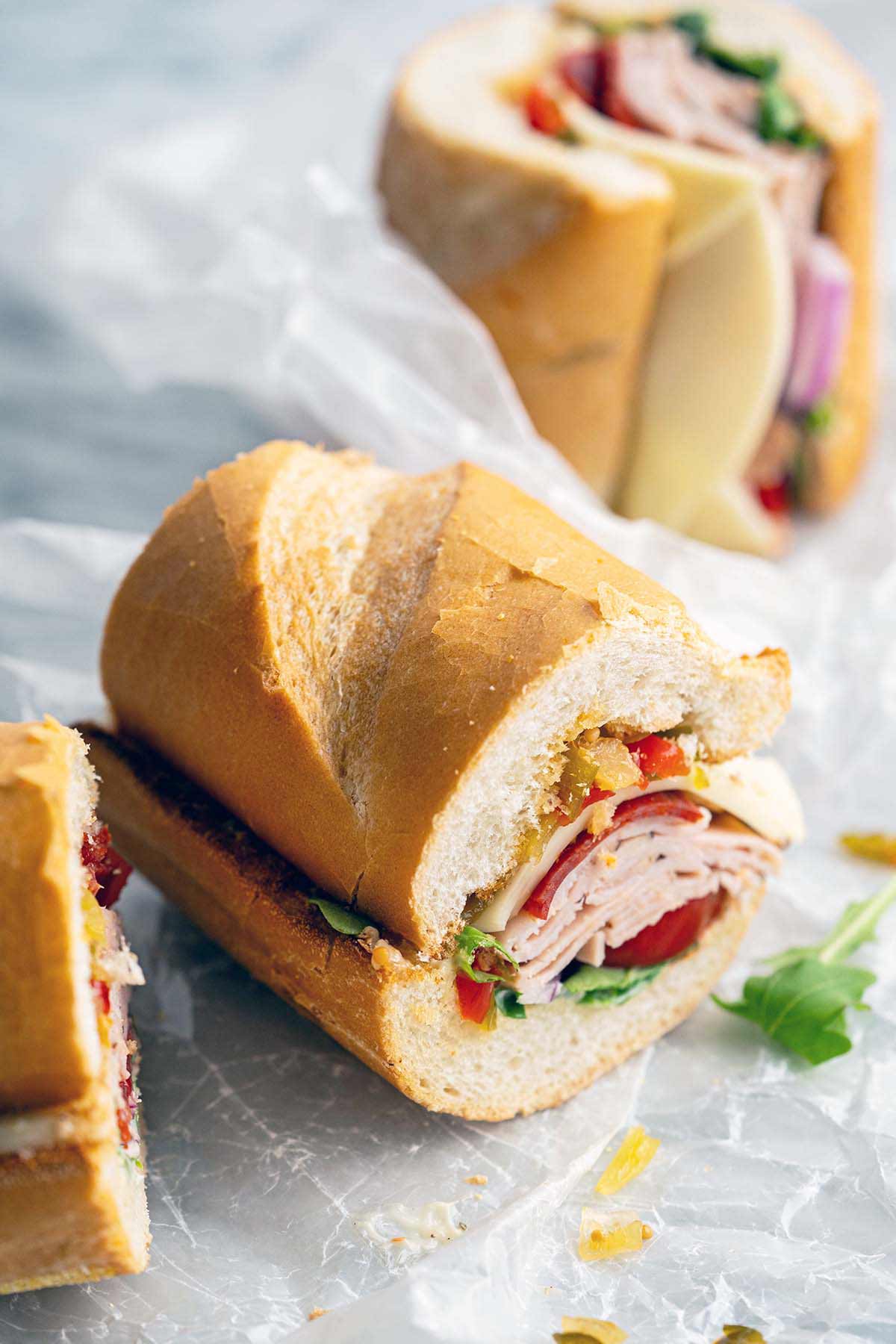 homemade Italian deli meat grinder sub