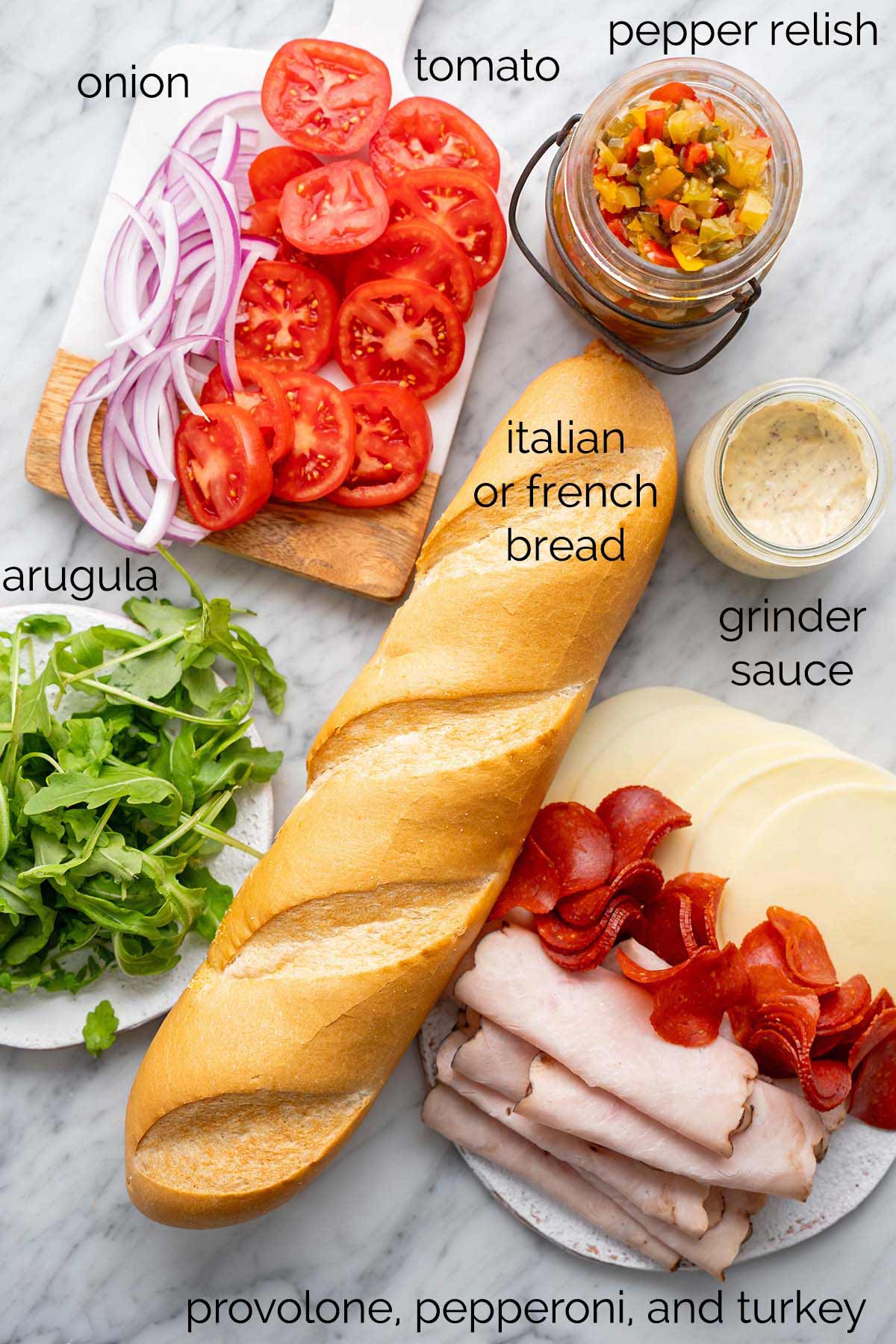 Italian grinder sub sandwich ingredients