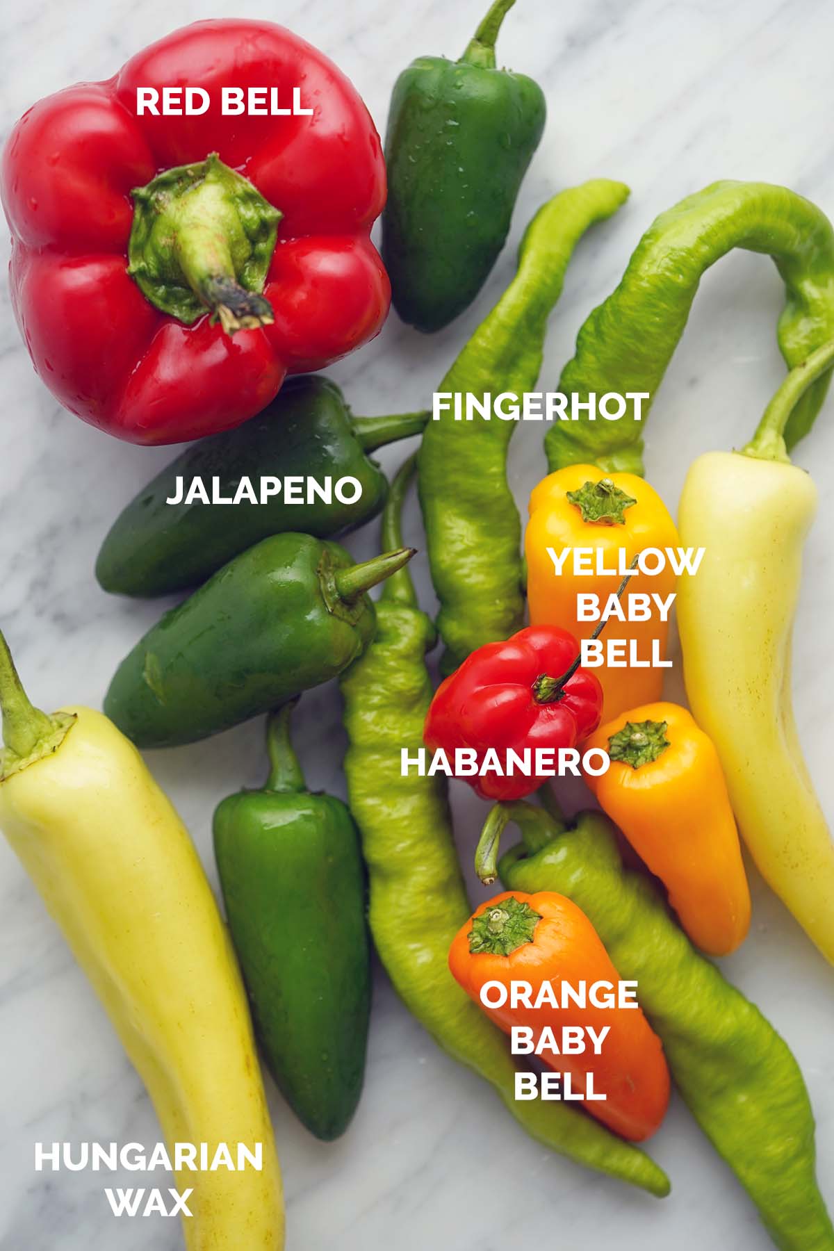 mix of sweet and hot peppers for moderately hot to spicy hot relish