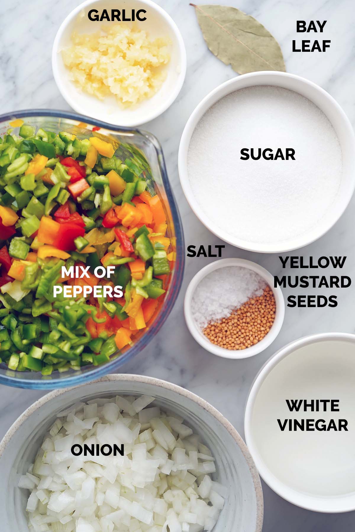 sweet or hot pepper relish ingreidents