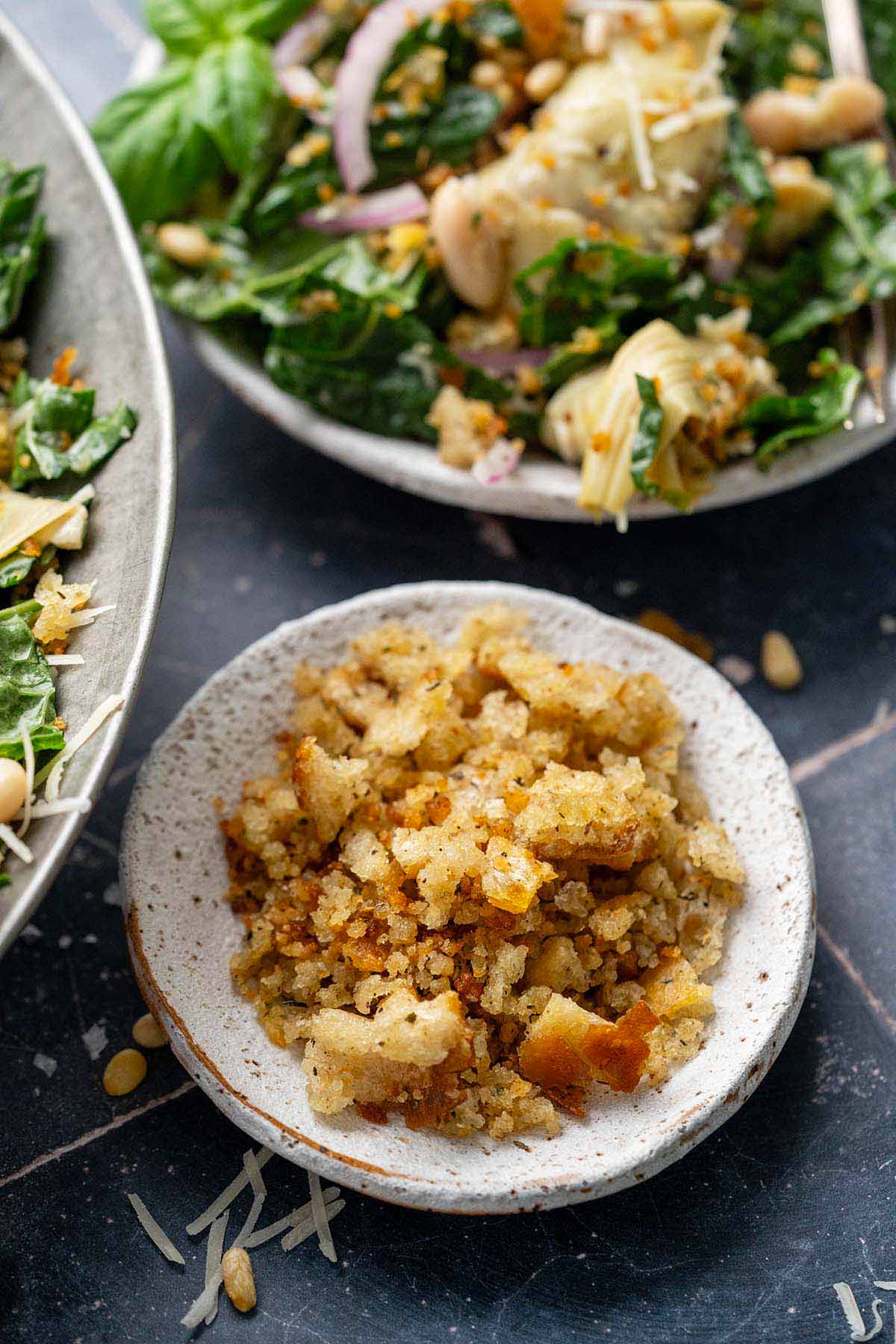 toasted sourdough breadcrumbs to use as salad croutons