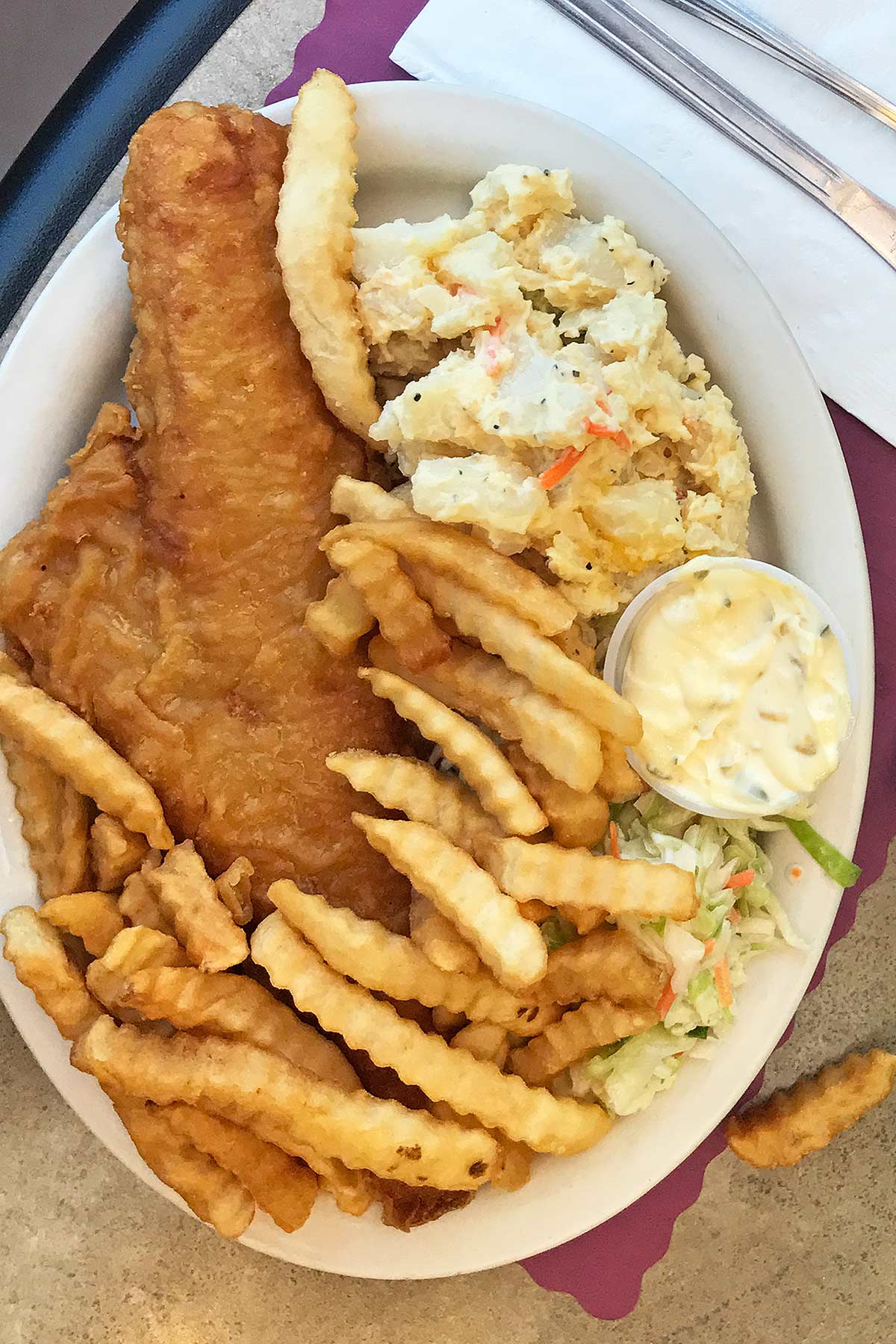 beer battered fish fry dinner in buffalo new york