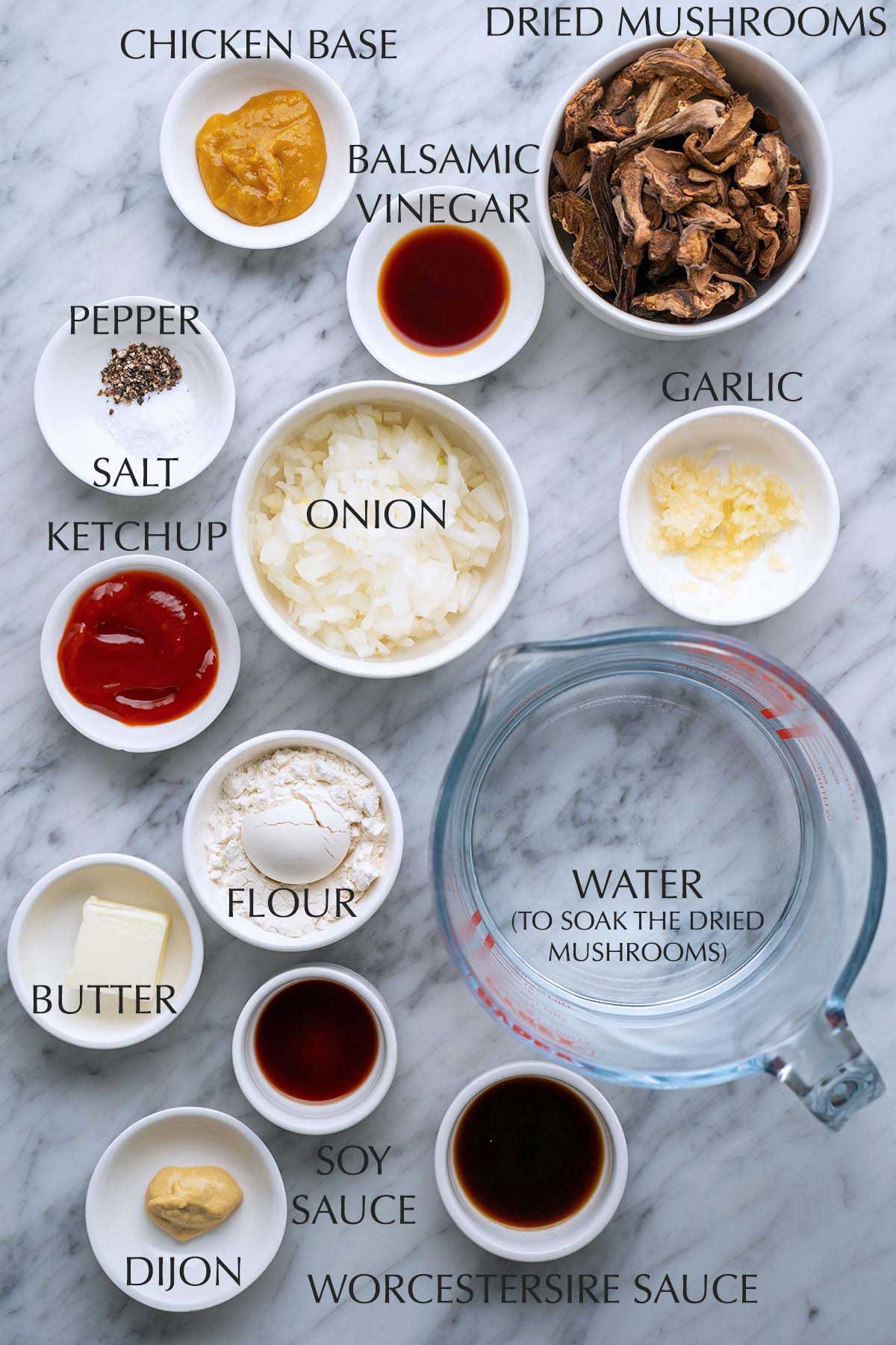 ingredients for brown mushroom gravy for salisbury steak