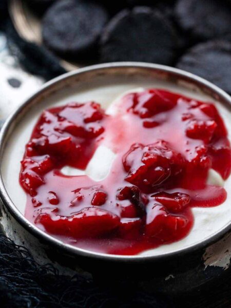 bloody halloween cheesecake dip