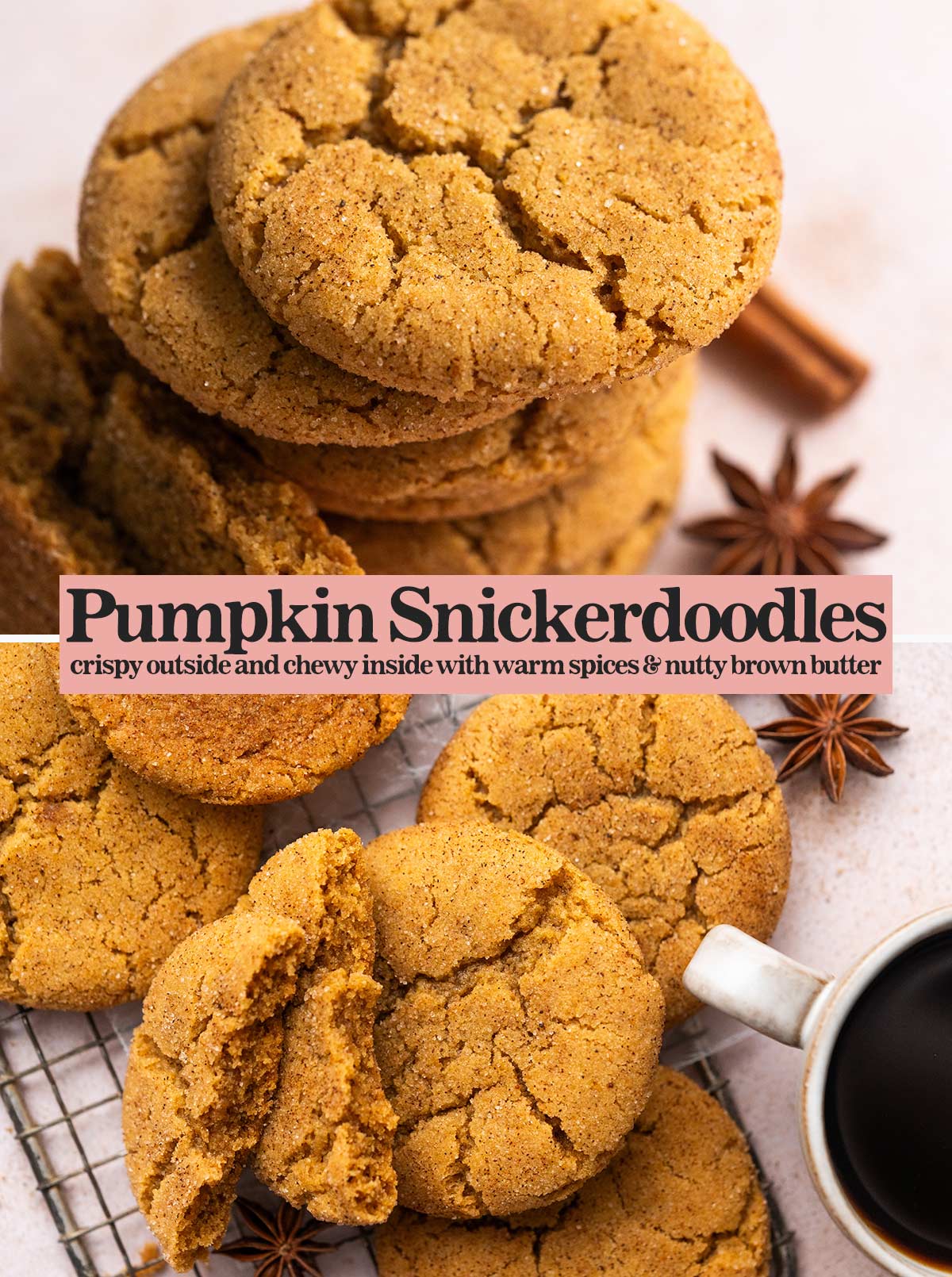 easy pumpkin snickerdoodle cookies recipe pin