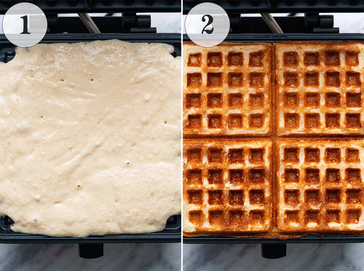 making sourdough waffles