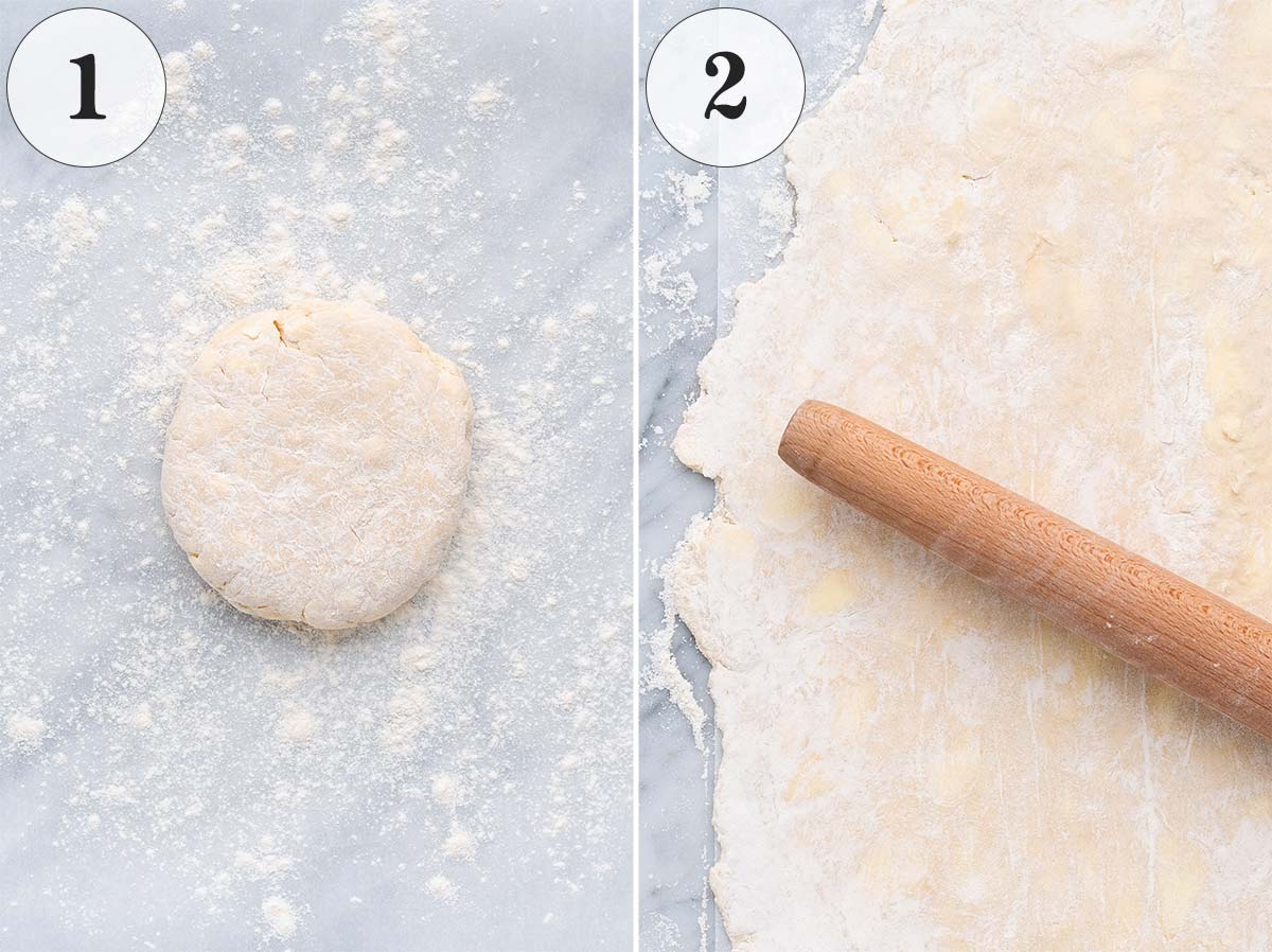 rolling out pie dough