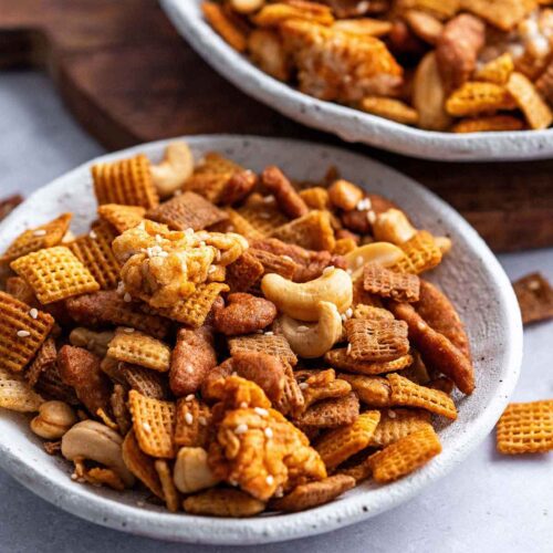 maple mixo Chex snack mix recipe featured image