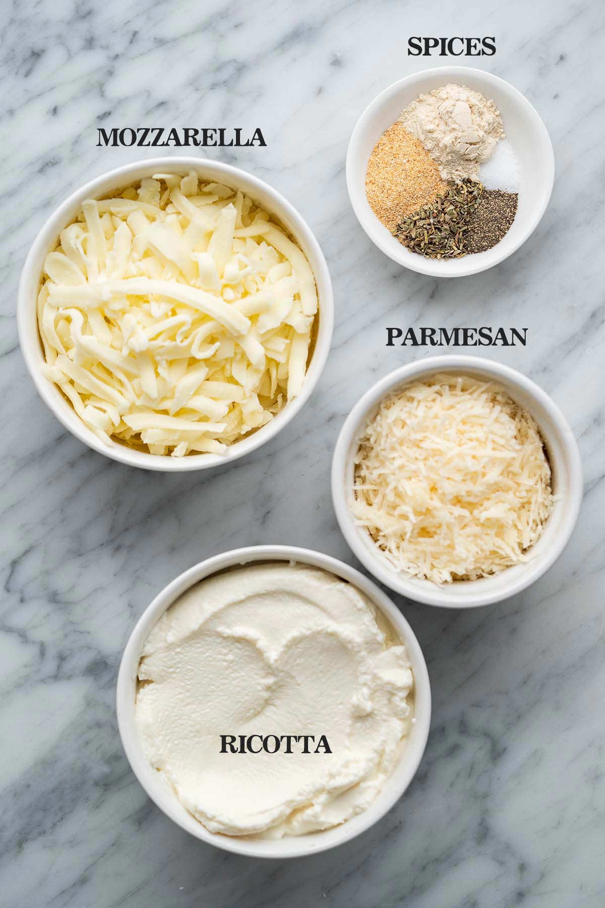 cheesy mozzarella ricotta and parmesan lasagne topping ingredients