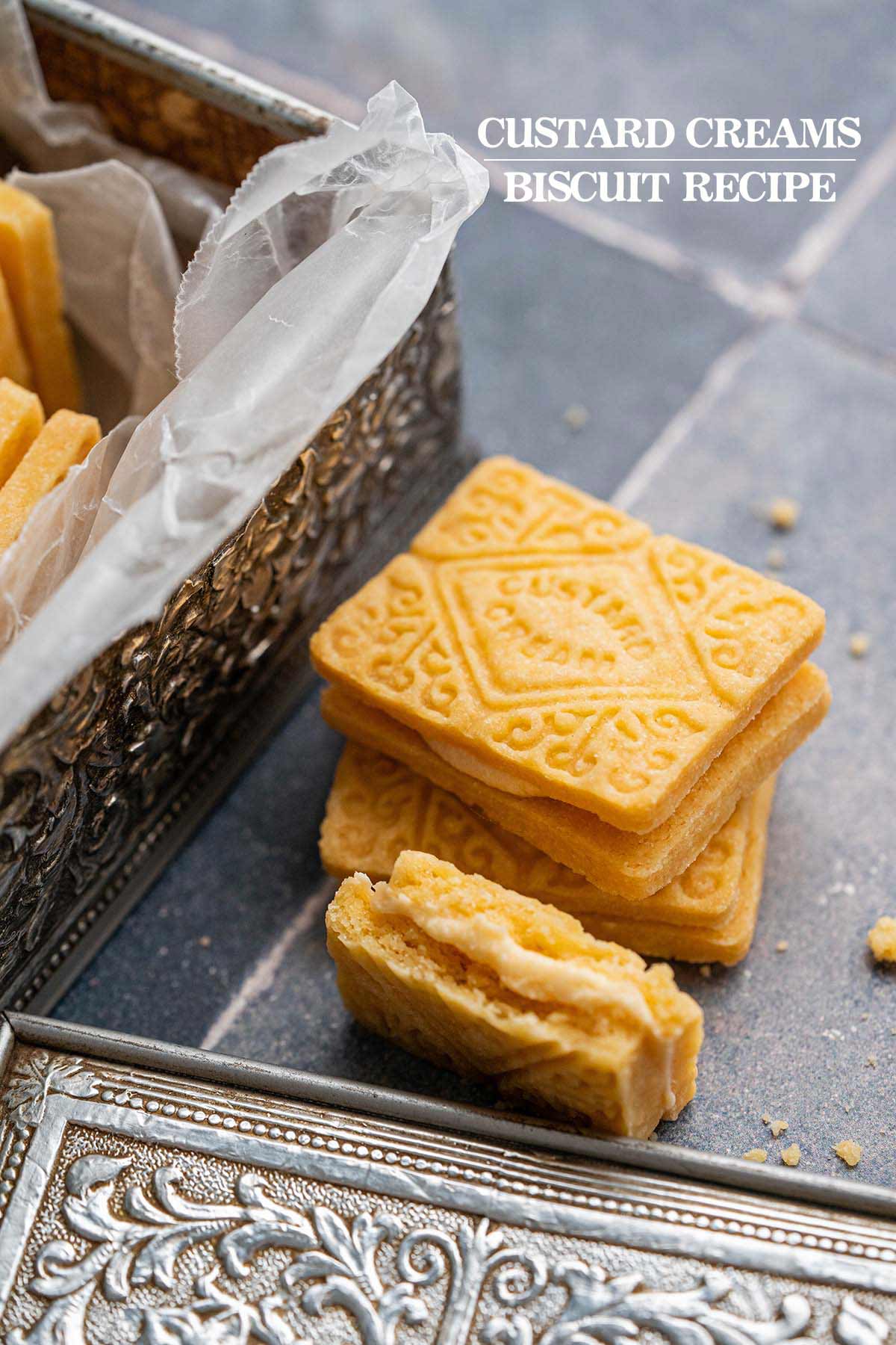 custard creams biscuit recipe pin