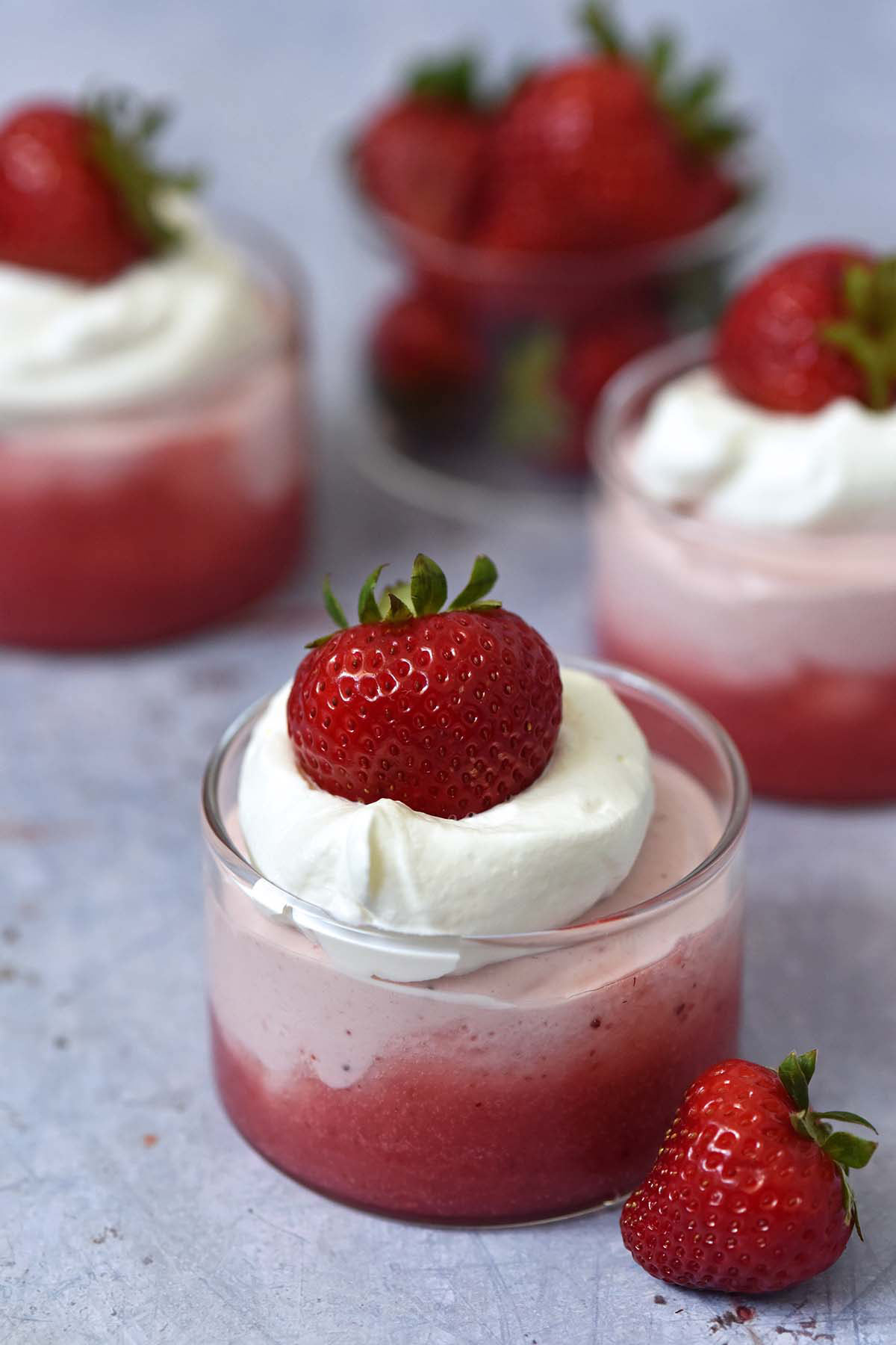 strawberry cheesecake mousse in glass