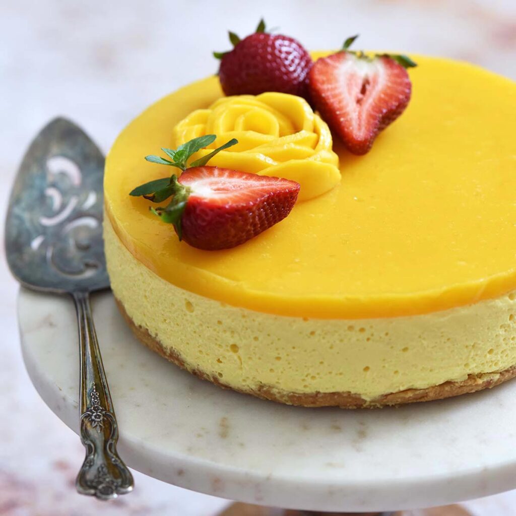 no bake mango cheesecake recipe featured image