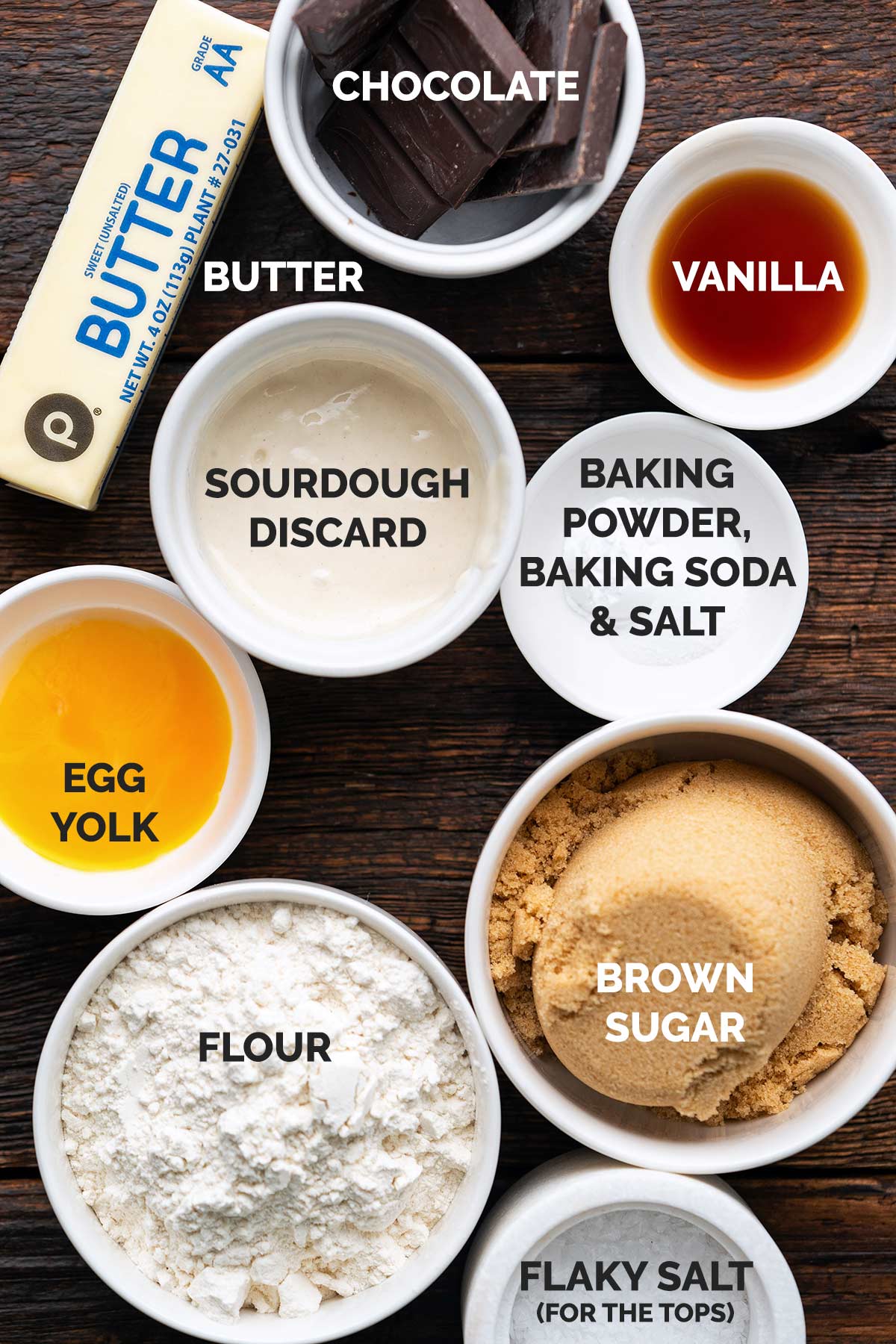 sourdough discard or starter chocolate chip cookies ingredients