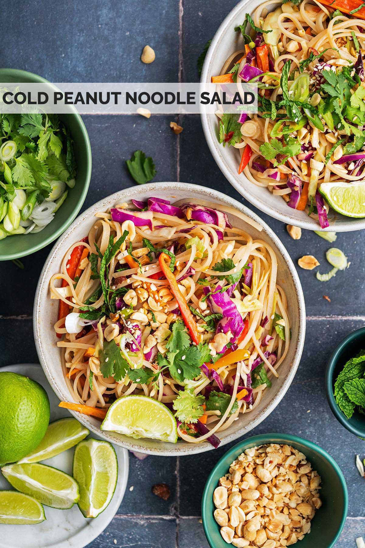 Thai cold peanut noodle salad recipe pin