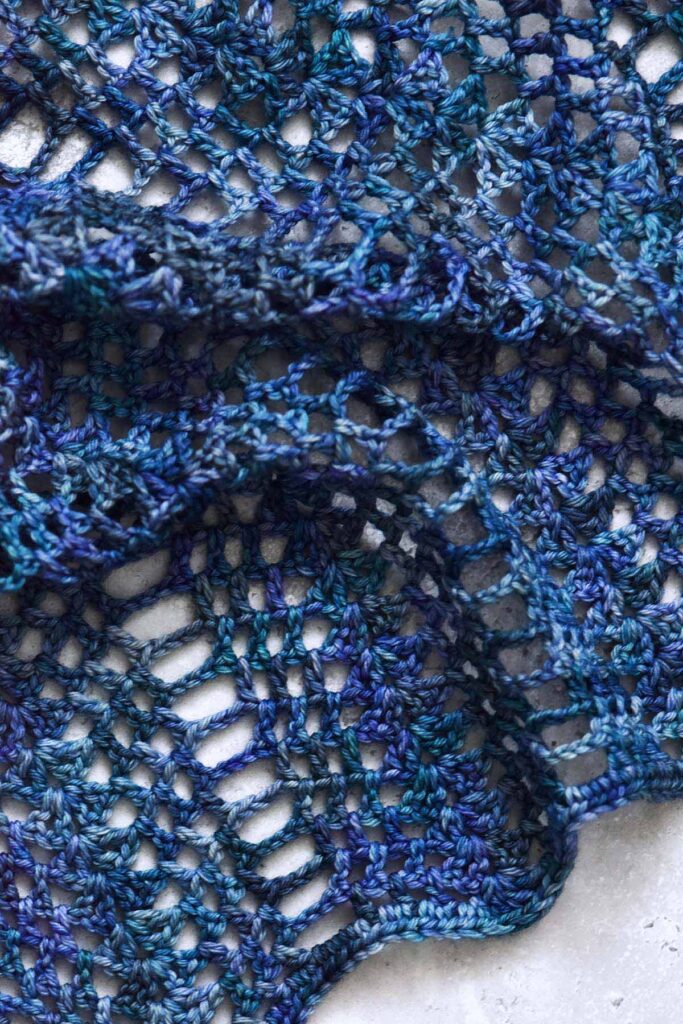 close up stitch pattern for lacy fluid crochet wrap