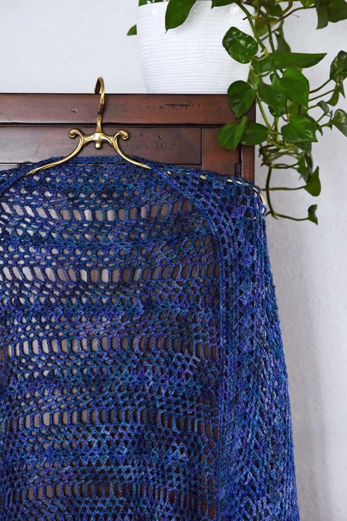 handmade crocheted blue shawl