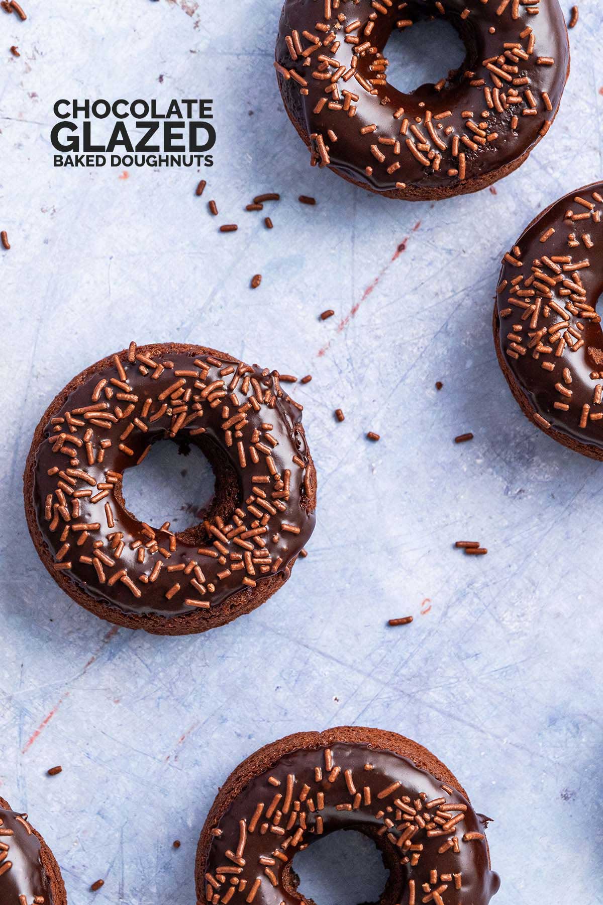 chocolate glazed baked donuts recipe pin
