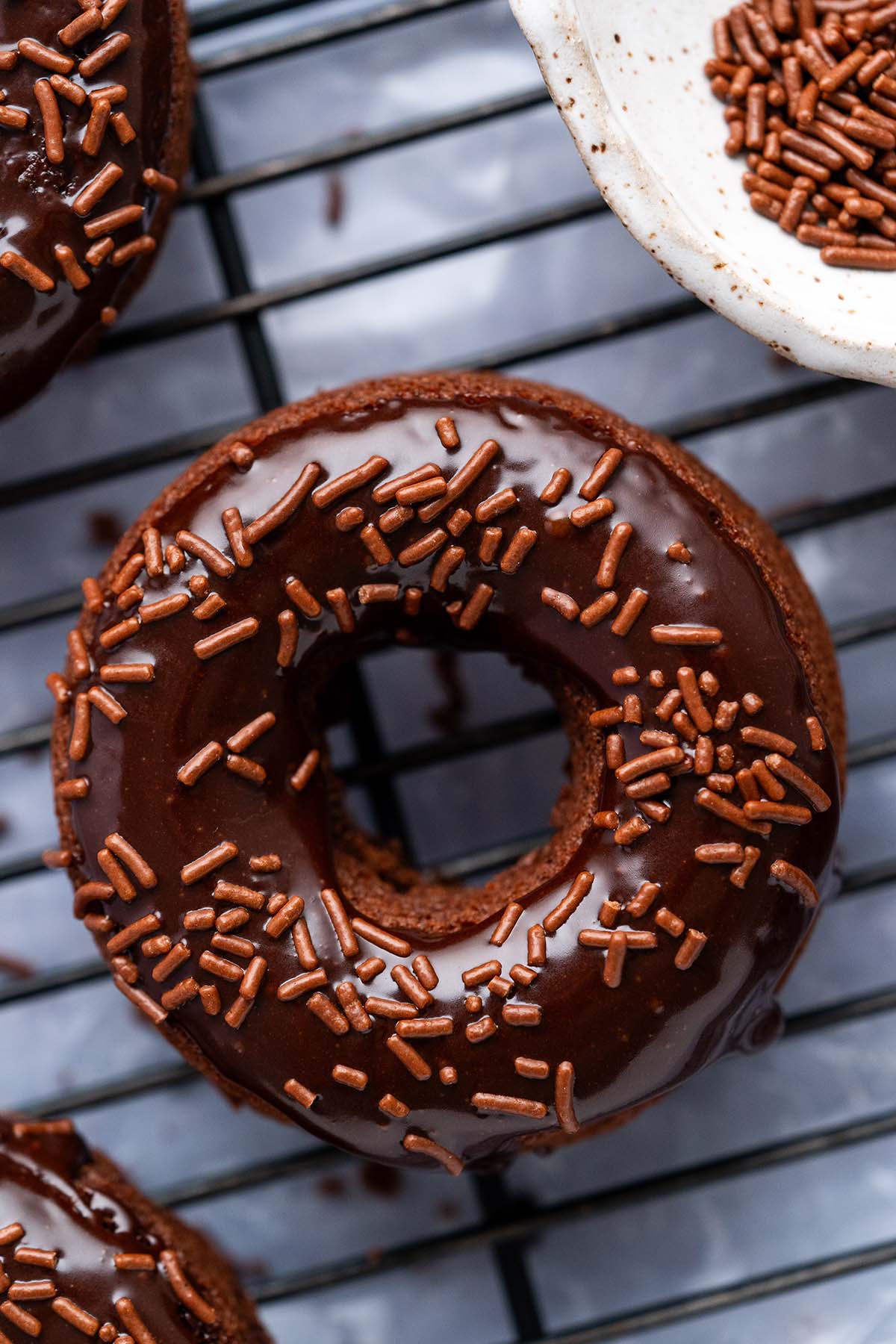 chocolate icing on top of donut