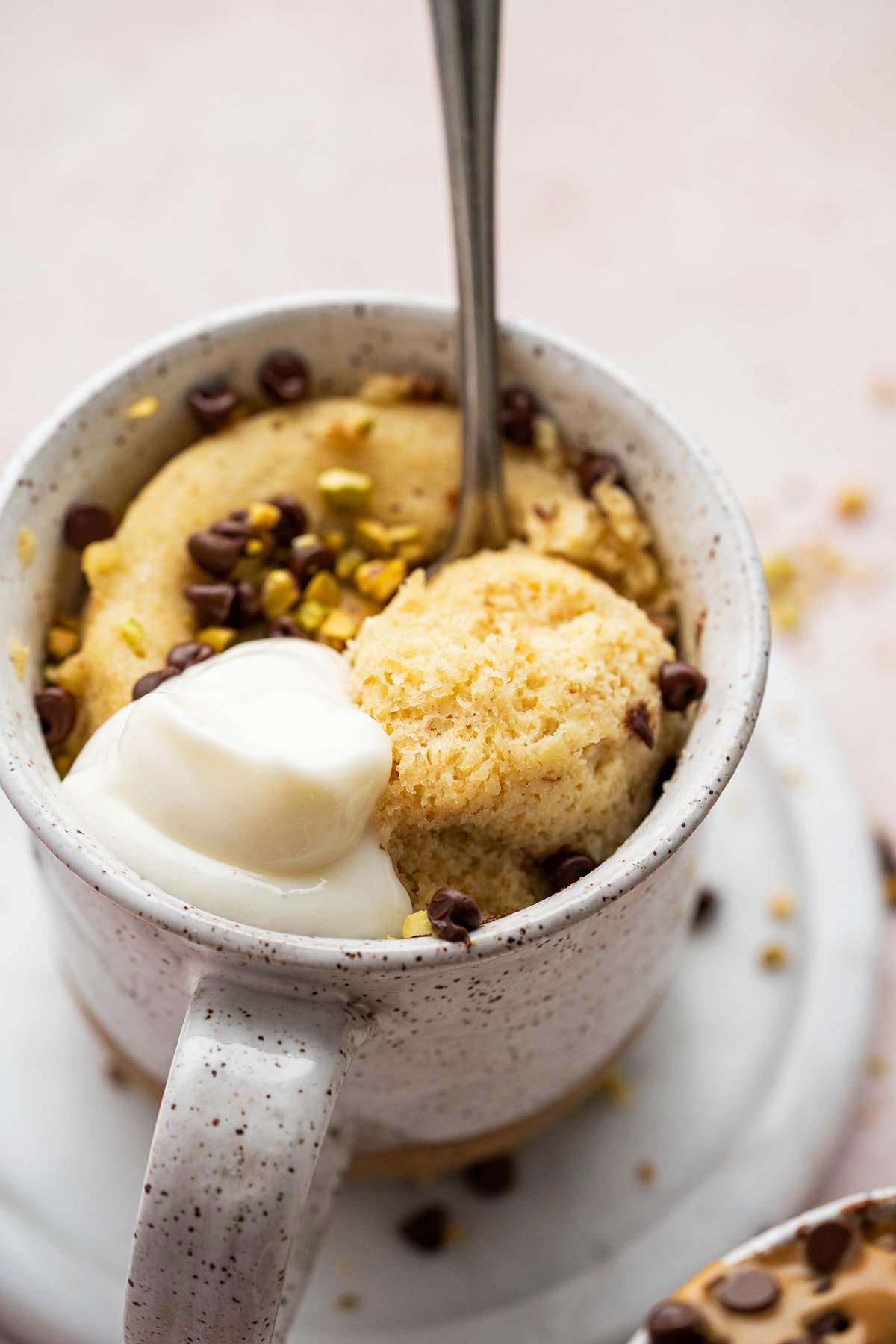 easy vanilla protein mug cake made in the microwave