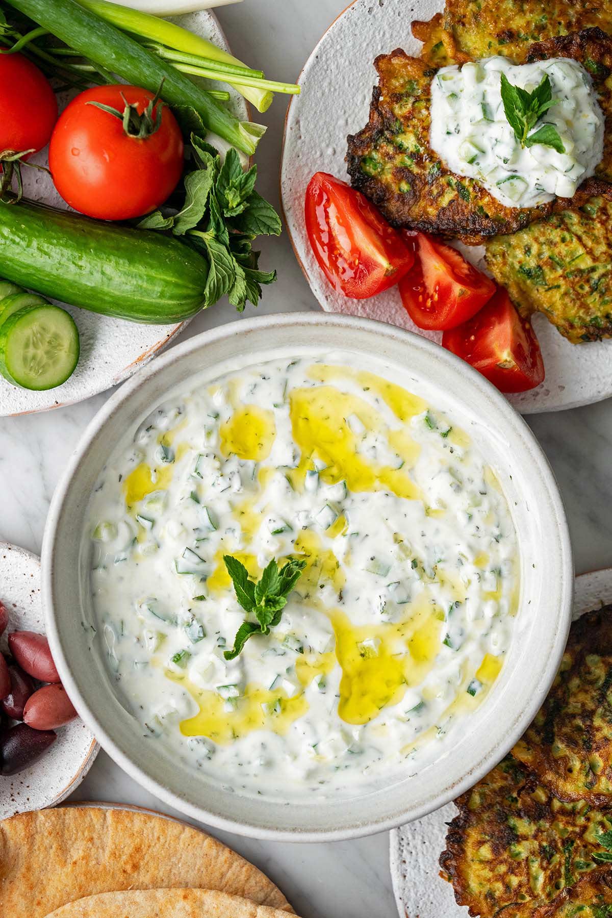 levantine cucumber yogurt salad with garlic and mint
