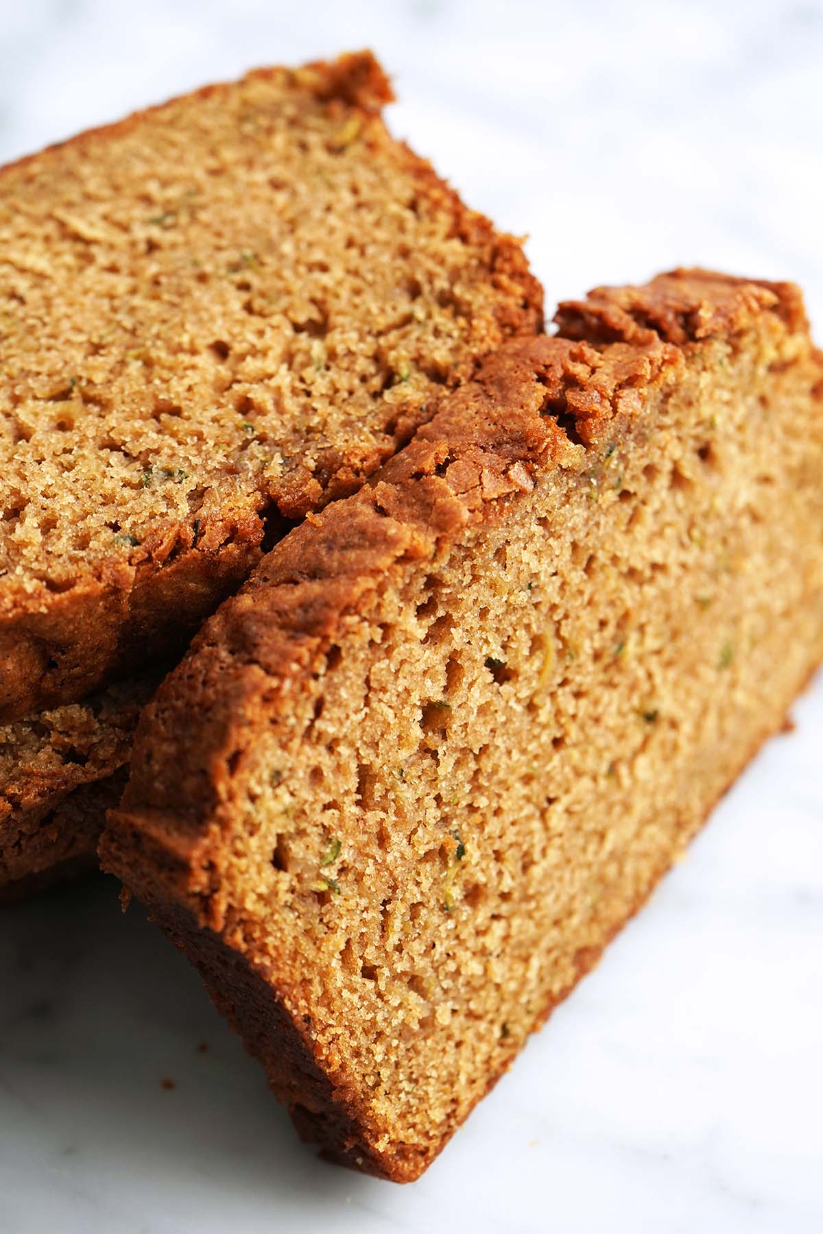 slices of zucchini bread made with sourdough starter or discard