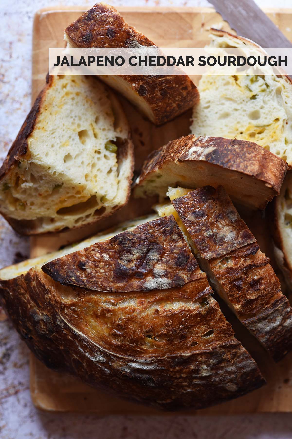 cheddar jalapeno sourdough recipe pin