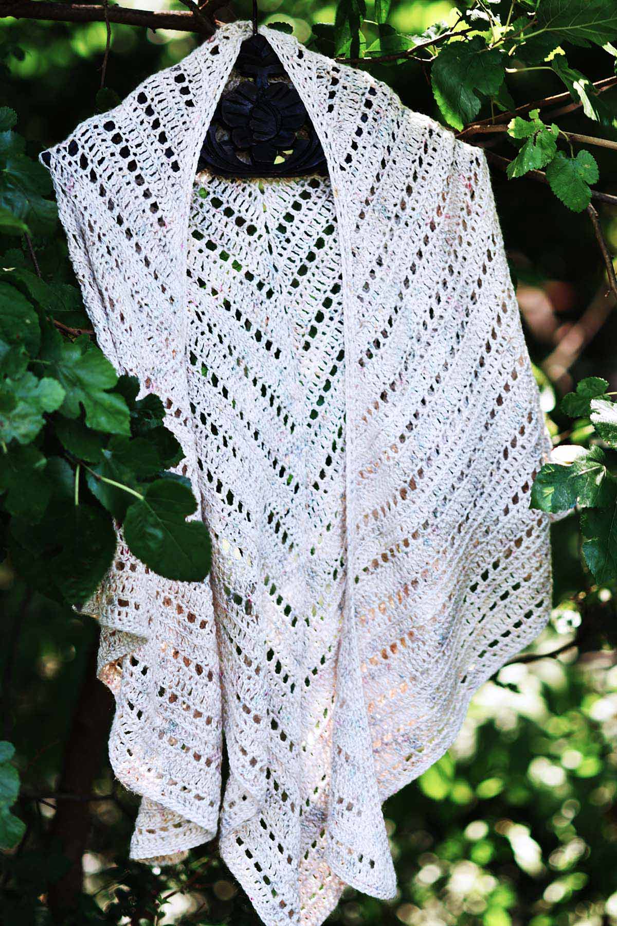 Galadriel inspired lacy crochet triangle shawl