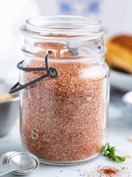 homemade bbq spice mix in glass jar